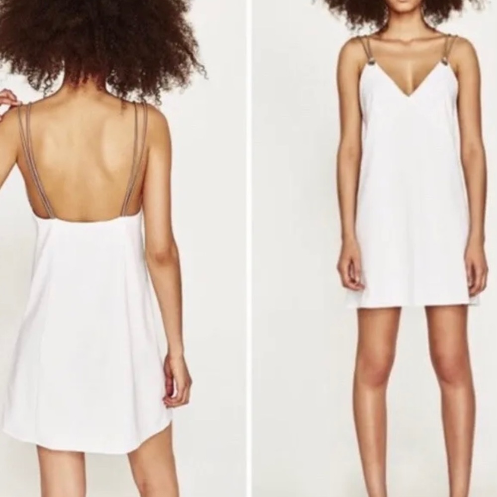 NWT Zara White Dress with Rainbow Rope Straps